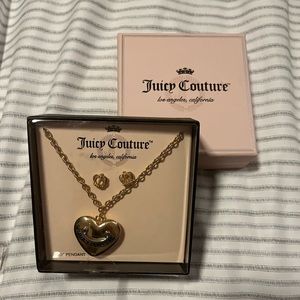 Gold juicy couture pendant and earring set